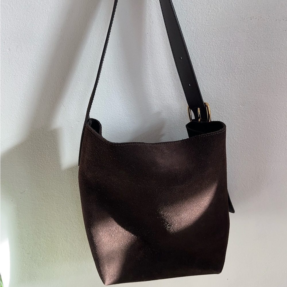 Madewell Dark Brown Suede Hobo Shoulder Bag - Picture 7 of 12